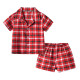 Short-Sleeved Plaid Top And Shorts Pajamas Set Toddler 2 Piece Pajamas  