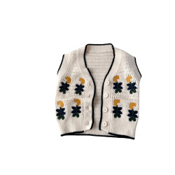 3-24M Baby Girls Flower Sleeveless Knitted Cardigan Sweater  Baby Clothes  