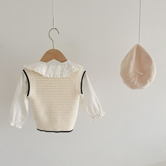 3-24M Baby Girls Flower Sleeveless Knitted Cardigan Sweater  Baby Clothes  