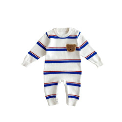 3-24M Baby Bear Striped Knitted Jumpsuit  Baby Clothes  