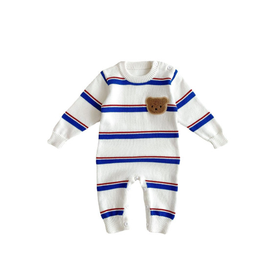3-24M Baby Bear Striped Knitted Jumpsuit  Baby Clothes  