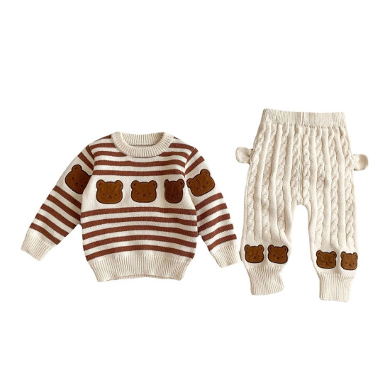 3-24M Baby Knitting Bear Striped Sweater Or Pants  Baby Clothing  