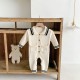 3-24M Baby Lapel Button-Up Knitted Jumpsuit  Baby Clothes  