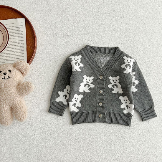 3-24M Baby V-Neck Bear Knitted Cardigan Sweater  Baby Clothes  