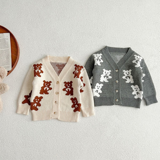 3-24M Baby V-Neck Bear Knitted Cardigan Sweater  Baby Clothes  
