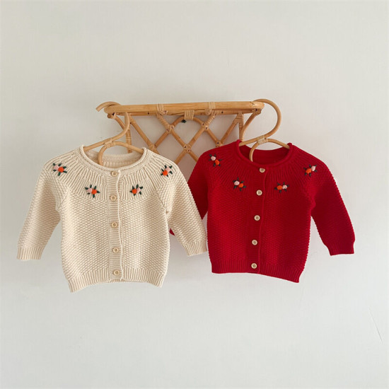 3-24M Infant Knitted Cardigan Hand Embroidered Knitted Sweater  Baby Clothes  