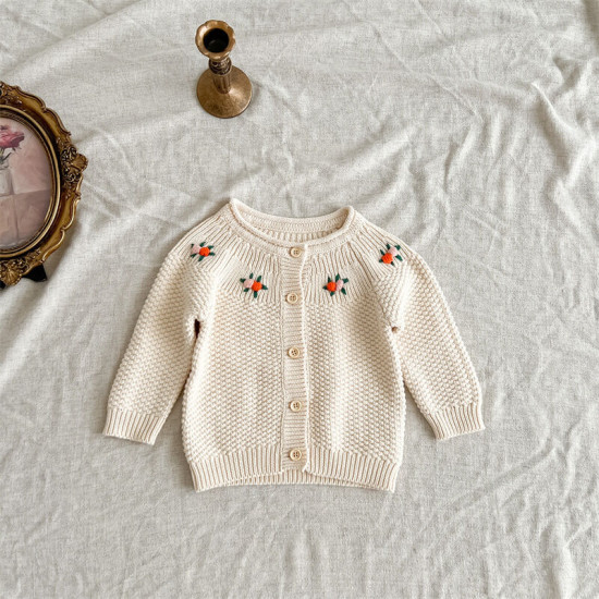 3-24M Infant Knitted Cardigan Hand Embroidered Knitted Sweater  Baby Clothes  