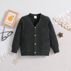 3-24M Baby Knitted Cardigan Solid Color V-Neck Sweater  Baby Clothing  
