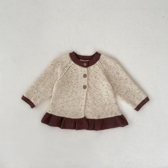 3-24M Baby Sets Ruffle Hem Knitted Cardigan Jacket & Bell-Bottom Pants  Baby Clothing  