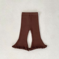 3-24M Baby Sets Ruffle Hem Knitted Cardigan Jacket & Bell-Bottom Pants  Baby Clothing  