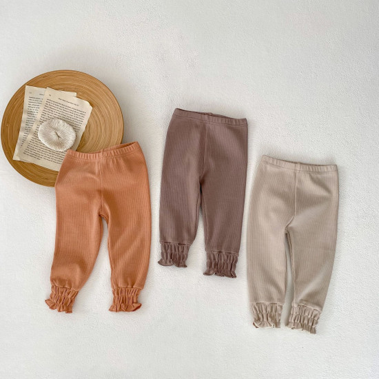 3-24M Baby Girls Pure Color Wooden Ears Bottoming Pants  Baby Boutique Clothing  