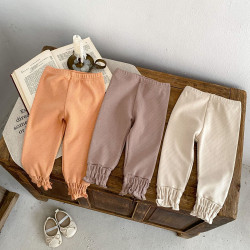3-24M Baby Girls Pure Color Wooden Ears Bottoming Pants  Baby Boutique Clothing  