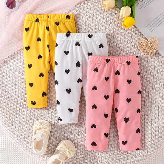 0-18M Baby Girls 3pcs Love Heart Pattern Pants  Baby Clothing  