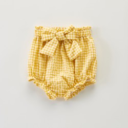 3M-4Y Flower Bow All-Match Seersucker Plaid Shorts Bud Pants  Baby Clothes  