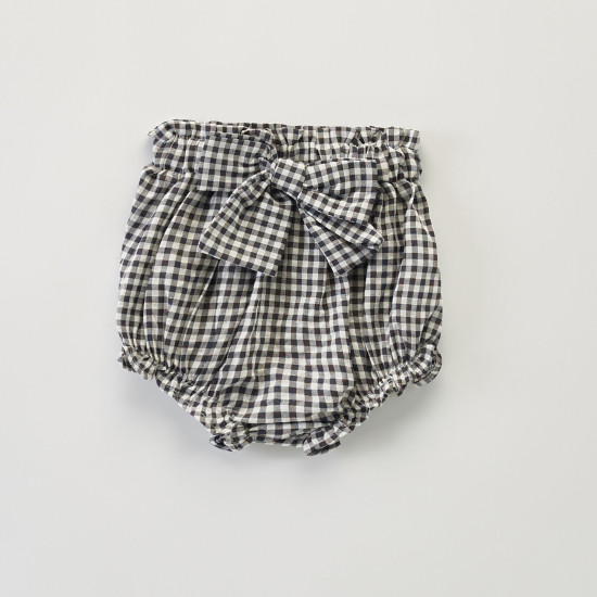 3M-4Y Flower Bow All-Match Seersucker Plaid Shorts Bud Pants  Baby Clothes  