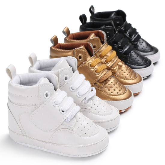 3-18 Months Baby Boys Months Baby Boys Solid Color High Top Sneakers Sneaker Velcro Shoes Kid  Accessories  