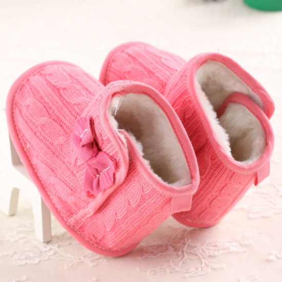 3-18M Baby Girls Bow Knit Thick Warm Snow Boots  Accessories Vendors  