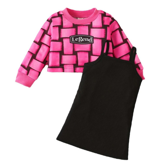 6M-3Y Baby Girls Sets Round Neck Letter Top & Sling Dresses  Baby Clothes  