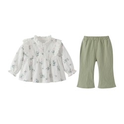 6M-3Y Baby Girls Sets Floral Ruffled Tops And Pants  Baby Clothing  