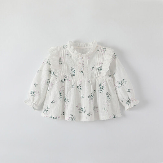 6M-3Y Baby Girls Sets Floral Ruffled Tops And Pants  Baby Clothing  