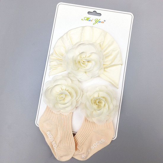 Newborn Sets Flower Baby Turban Hat And Socks  Accessories Vendors  