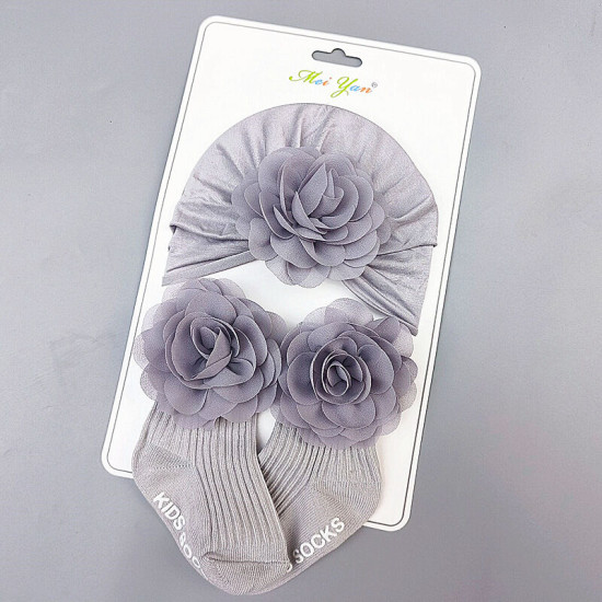 Newborn Sets Flower Baby Turban Hat And Socks  Accessories Vendors  
