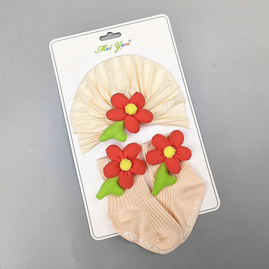 Newborn Flower Baby Turban Hat Socks Set Of Two  Accessories Vendors  
