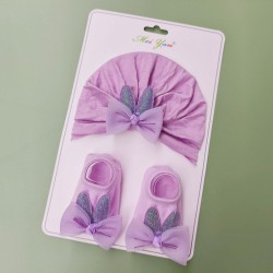 Nweborn Bow Baby Turban Hat Short Sock Set  Accessories Vendors  