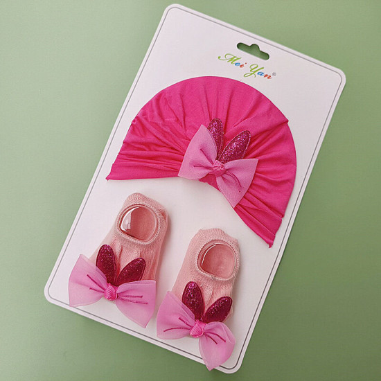 Nweborn Bow Baby Turban Hat Short Sock Set  Accessories Vendors  