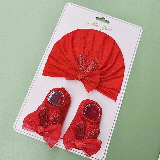 Nweborn Bow Baby Turban Hat Short Sock Set  Accessories Vendors  