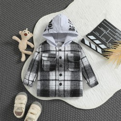 9M-4Y Toddler Boys Long Sleeve Plaid Hooded Casual Jackets  Boys Clothing  
