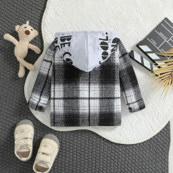 9M-4Y Toddler Boys Long Sleeve Plaid Hooded Casual Jackets  Boys Clothing  