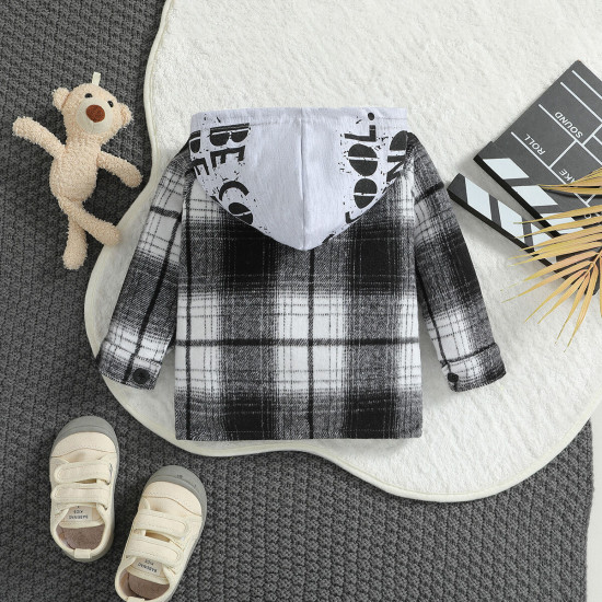 9M-4Y Toddler Boys Long Sleeve Plaid Hooded Casual Jackets  Boys Clothing  