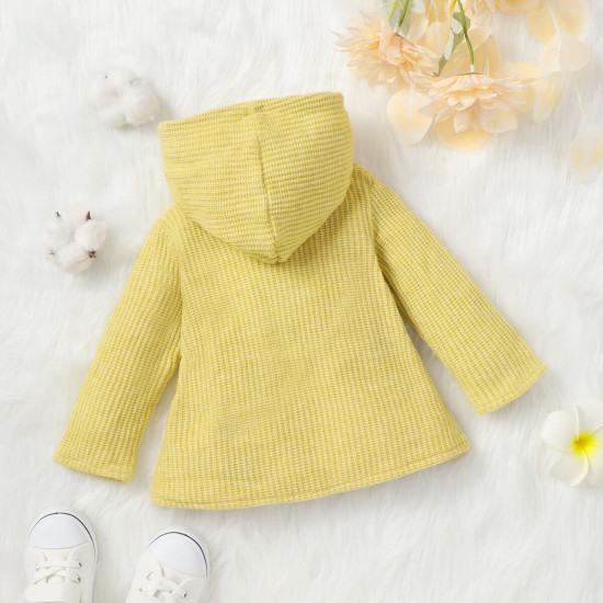 3M-3Y Baby Solid Color Hooded Floral Lined Thickened Jackets  Baby Clothing  