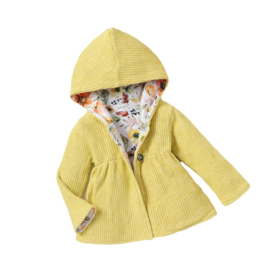 3M-3Y Baby Solid Color Hooded Floral Lined Thickened Jackets  Baby Clothing  