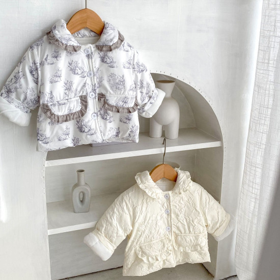 3-24M Baby Girls Ruffled Lapel Winter Cardigan Jacket Coats  Baby Boutique Clothing  