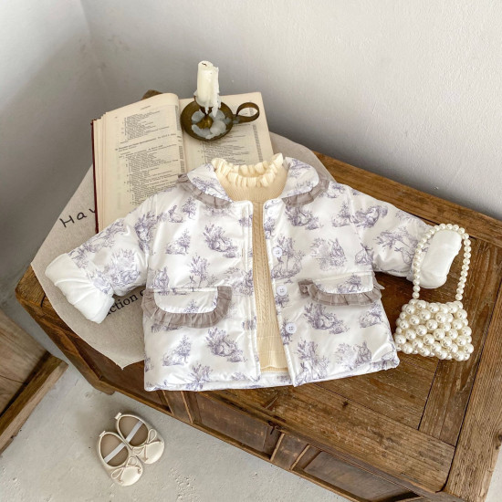 3-24M Baby Girls Ruffled Lapel Winter Cardigan Jacket Coats  Baby Boutique Clothing  