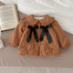 3-24M Baby Girls Ruffled Lapel Bow Winter Coats  Baby Clothing  