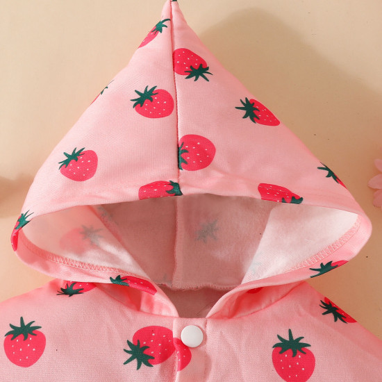 6M-3Y Baby Girls Strawberry Print Hooded Cape  Baby Boutique Clothing  