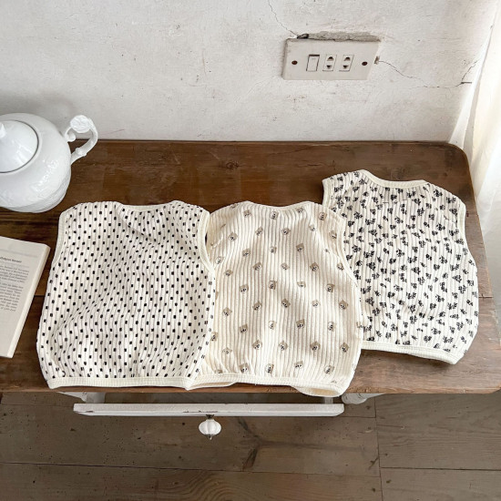 3-24M Baby Corduroy Polka Dots Floral Cardigan Vest  Baby Clothing  