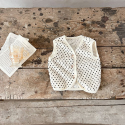 3-24M Baby Corduroy Polka Dots Floral Cardigan Vest  Baby Clothing  