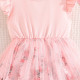 3-7Y Toddler Girls Flower Print Flying Sleeve Mesh Dresses  Girls Clothes  