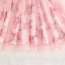 3-7Y Toddler Girls Flower Print Flying Sleeve Mesh Dresses  Girls Clothes  