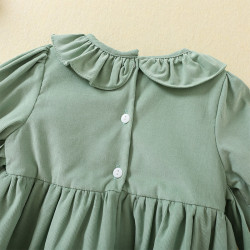 9M-5Y Toddler Girls Corduroy Ruffle Collar Animal Embroidery Dresses  Girls Clothes  