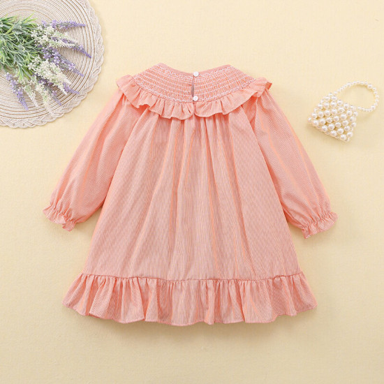9M-5Y Toddler Girls Retro Animal Embroidered Ruffle Collar Dresses  Girls Clothes  