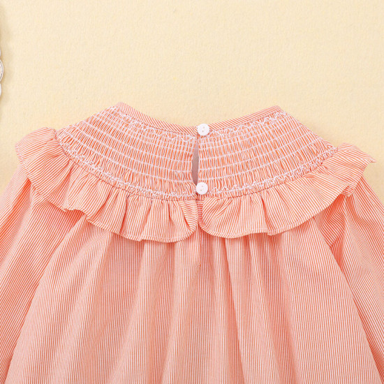 9M-5Y Toddler Girls Retro Animal Embroidered Ruffle Collar Dresses  Girls Clothes  