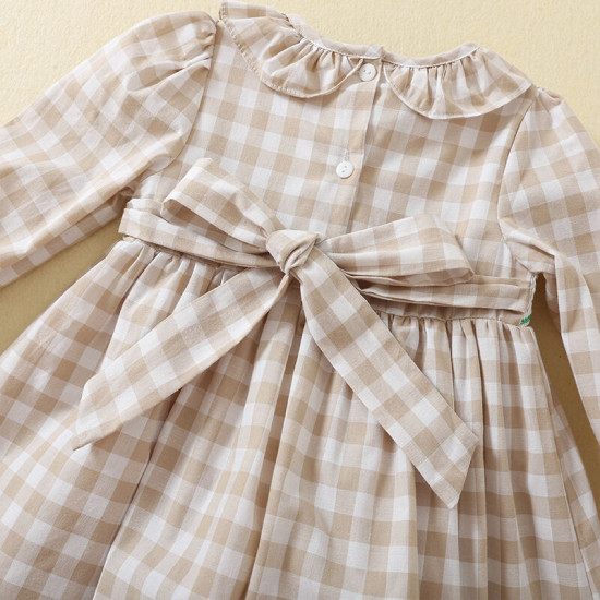 9M-5Y Toddler Girls Plaid Smocked Ruffle Collar Dresses  Girls Clothes  