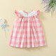 9M-5Y Toddler Girls Flutter Sleeve Plaid Smocked Dresses  Girls Clothes  