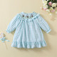 9M-5Y Toddler Girls Plaid Smocked Panda Embroidery Dresses  Girls Clothes  