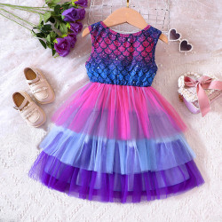 18M-6Y Toddler Girls Fish Scale Mesh Gradient Princess Dresses  Girls Clothes  